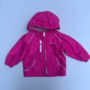 Columbia Baby Girl's Hooded Windbreaker Jacket Size 18 Months Fleece Lined Pink